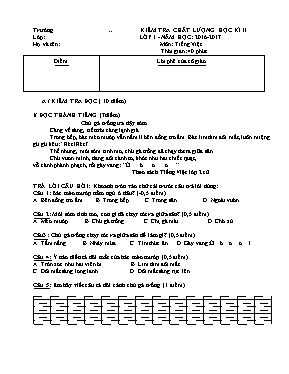 Đề kiểm tra chất lượng học kì II Tiếng việt, Toán lớp 1 - Năm học 2016-2017
